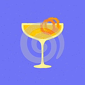 Cocktail drink with citrus slice. Mai tai for bar. Flat vector illustration