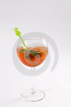 Cocktail drink with ice cubes