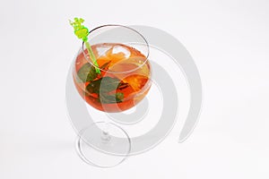 Cocktail drink with ice cubes