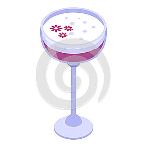 Cocktail drink icon, isometric style