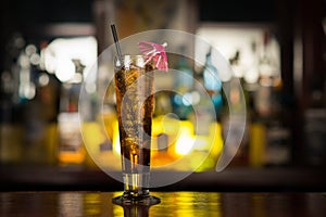Cocktail drinks on bar table