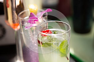 Cocktail drinks on display