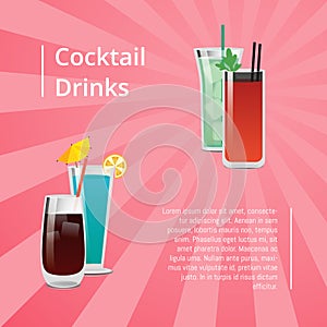 Cocktail Drinks Summer Party Poster Beverages Text