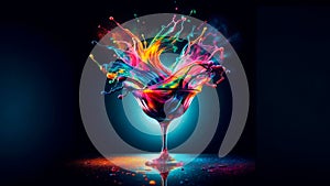 Cocktail explosion in a glass. Generated AI