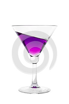 Cocktail glass filled with pink inclined drink photo