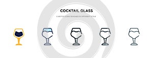 Cocktail glass icon in different style vector illustration. two colored and black cocktail glass vector icons designed in filled,