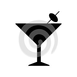 Cocktail glass with Martini and olive