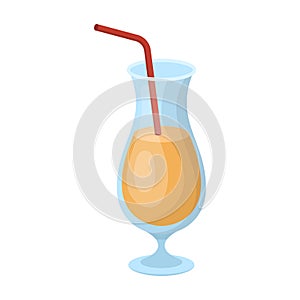 A cocktail in a glass with a straw. Drink for playing in the casino.Kasino single icon in cartoon style vector symbol