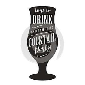 Cocktail glassful silhouette sticker monochrome