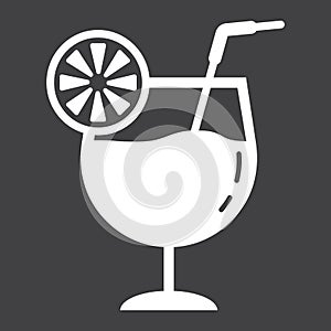 Cocktail glyph icon, food and drink, alcohol sign