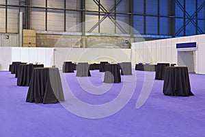 Cocktail hall. Decorated tables in a conference room. Celebration event photo