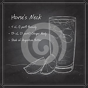Cocktail Horse Neck on black board