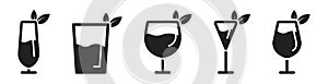 Cocktail icon set. Alcoholic cocktails icons. Martini cocktail. Vector illustration