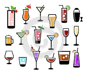 Cocktail icon set