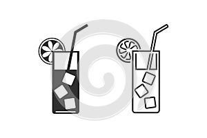 Cocktail icon set on flat style. Vector