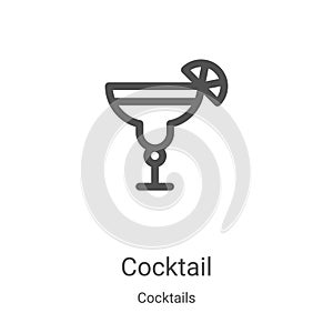 cocktail icon vector from cocktails collection. Thin line cocktail outline icon vector illustration. Linear symbol for use on web