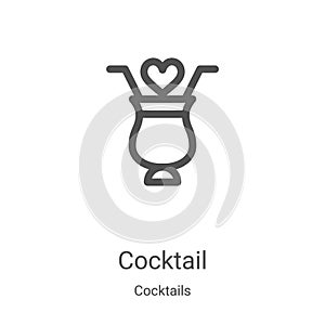 cocktail icon vector from cocktails collection. Thin line cocktail outline icon vector illustration. Linear symbol for use on web