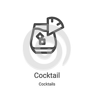 cocktail icon vector from cocktails collection. Thin line cocktail outline icon vector illustration. Linear symbol for use on web