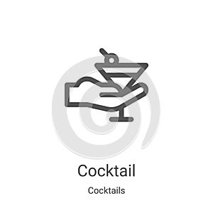 cocktail icon vector from cocktails collection. Thin line cocktail outline icon vector illustration. Linear symbol for use on web