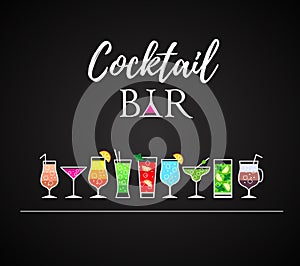 Cocktail icons. Cocktail menu