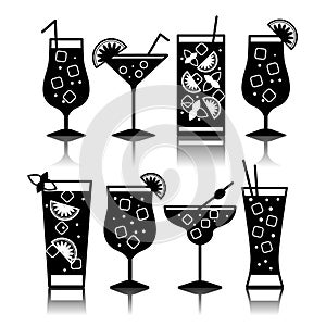 Cocktail icons. Different kinds of glasses