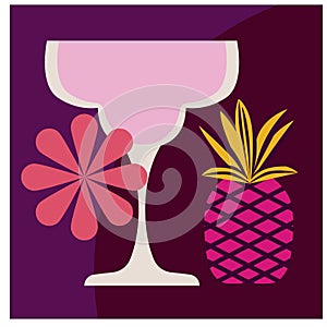 Cocktail illustration on dark background