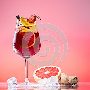 cocktail Jager bomb on pink background