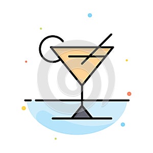 Cocktail, Juice, Lemon Abstract Flat Color Icon Template