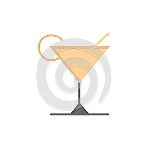 Cocktail, Juice, Lemon  Flat Color Icon. Vector icon banner Template