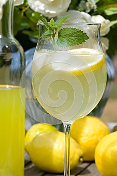 Cocktail with lemons and limoncello