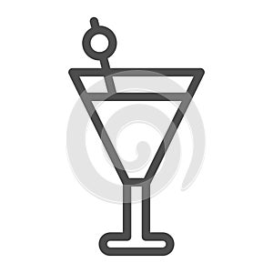 Cocktail line icon, beverage concept, martini sign on white background, Beach cocktail icon in outline style for mobile