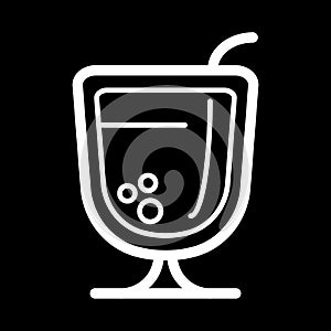 Cocktail line icon, outline vector logo, linear pictogram isolated on black.