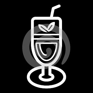 Cocktail line icon, outline vector logo, linear pictogram isolated on black.