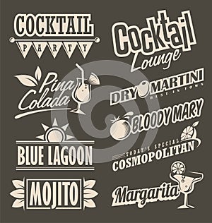 Cocktail lounge retro menu design concept