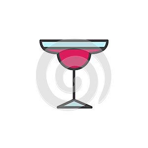 Cocktail margarita glass filled outline icon