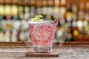 Cocktail Margarita in a glass with a salted rim