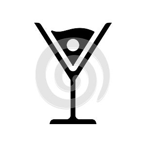 Cocktail martini cosmopolitan olive cherry black icon vector