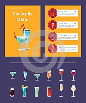 Cocktail Menu Advertisement Poster with Martini