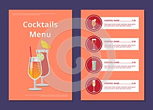 Cocktail Menu Advertisement Poster with Prices