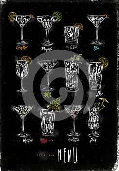 Cocktail menu color graphic chalk