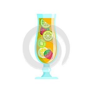 Cocktail mix of tropical fruits juice, lime, kiwi, lemon
