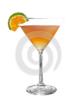 Cocktail from orange juice on white background