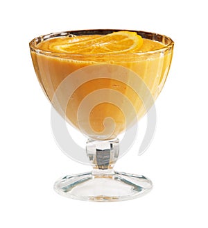 Cocktail with orange over white background