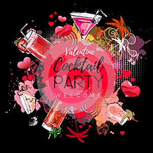 Cocktail party poster design. Cocktail menu. photo