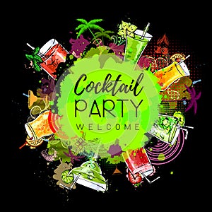 Cocktail party poster design photo