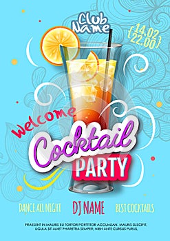 Cocktail party poster in eclectic modern style. photo