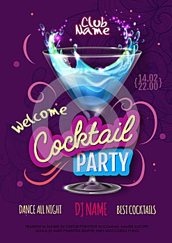 Cocktail party poster in eclectic modern style. photo