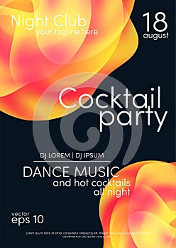 Cocktail party poster. Music poster background template with abstract shapes. Trendy flyer design