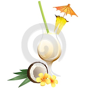 Cocktail Pina Colada with garnish photo