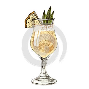 Illustration of a Pina Collada cocktail photo